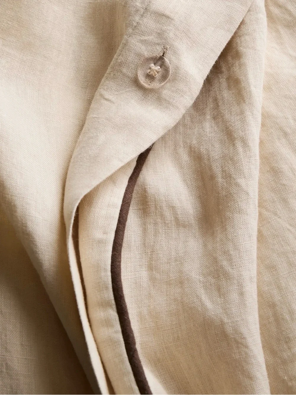Oat and Espresso King/Cal King European Linen Duvet Cover Set - Retail $204